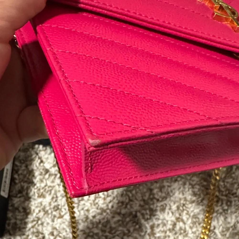 ❌SOLD❌Saint Laurent Grain De Poudre Cassandre Envelope Wallet on Chain crossbody - Picture 14 of 16